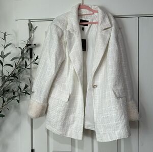 Eloquii White Suit Set Blazer Size 24, Pants Size 22